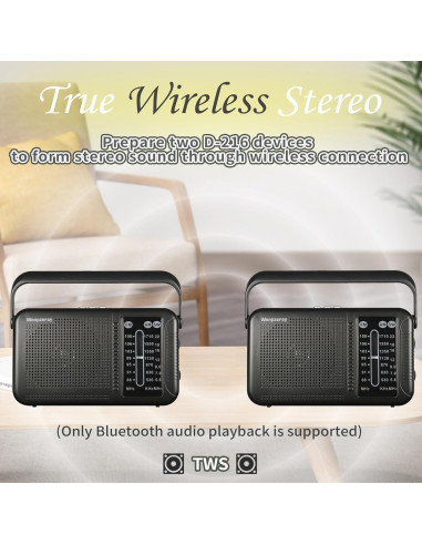 Radio Retro AM FM Bluetooth Wenpzeray D219 Compacta 3 Bandas