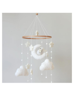 Móvil de Cuna Boho GOUKURLSMA Nubes Luna Estrellas 23x58cm