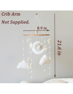 Móvil de Cuna Boho GOUKURLSMA Nubes Luna Estrellas 23x58cm 2