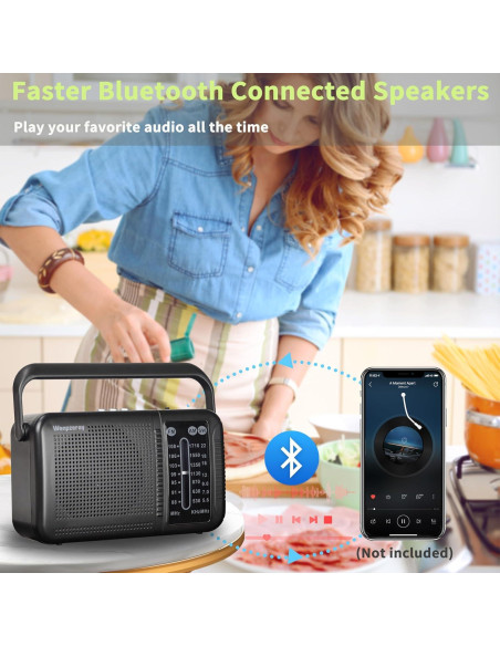 Radio Retro AM FM Bluetooth Wenpzeray D219 Compacta 3 Bandas