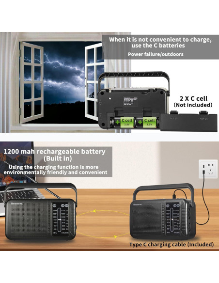 Radio Retro AM FM Bluetooth Wenpzeray D219 Compacta 3 Bandas