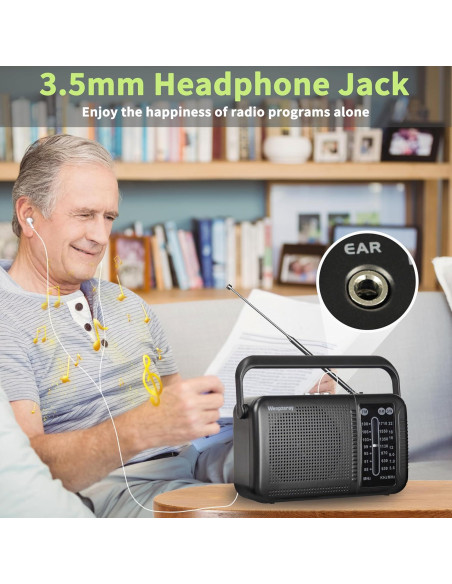 Radio Retro AM FM Bluetooth Wenpzeray D219 Compacta 3 Bandas