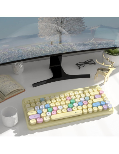 Teclado Bluetooth Retro KKT SK-621BT Colorido 84 Teclas