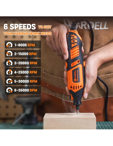 Herramienta Rotativa HARDELL 180W con 61 Accesorios y 6 Velocidades