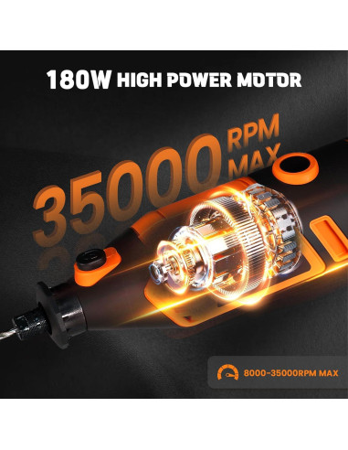 Herramienta Rotativa HARDELL 180W con 61 Accesorios y 6 Velocidades