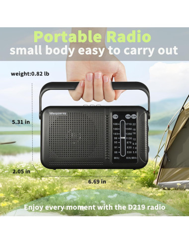 Radio Retro AM FM Bluetooth Wenpzeray D219 Compacta 3 Bandas