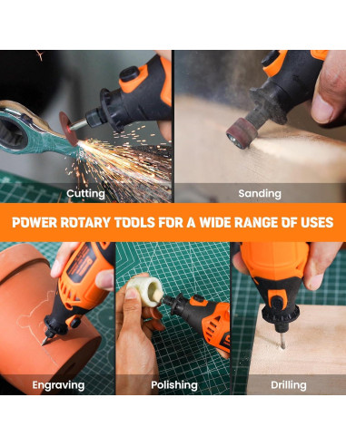 Herramienta Rotativa HARDELL 180W con 61 Accesorios y 6 Velocidades