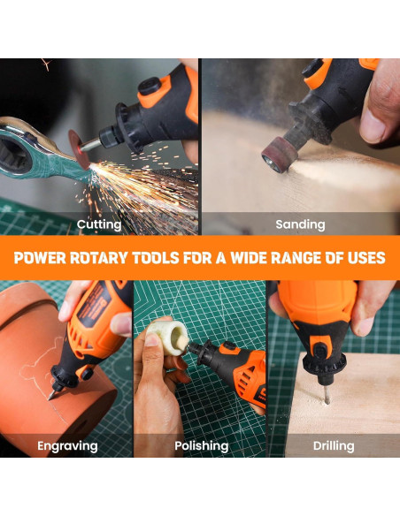 Herramienta Rotativa HARDELL 180W con 61 Accesorios y 6 Velocidades