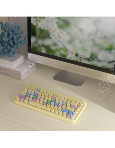 Teclado Bluetooth Retro KKT SK-621BT Colorido 84 Teclas