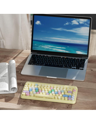 Teclado Bluetooth Retro KKT SK-621BT Colorido 84 Teclas