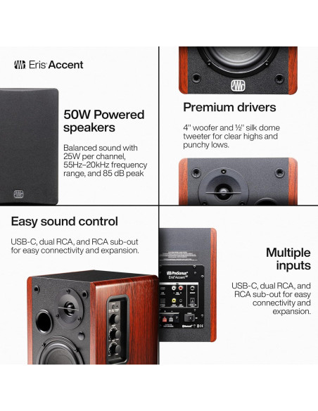 Altavoces de Estantería PreSonus Eris Accent 50W con Control Remoto