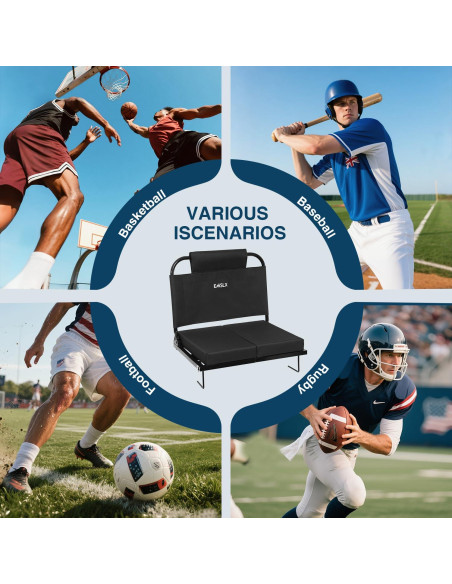 Asiento de Estadio Emslx con Respaldo Ajustable y Cojín Plegable