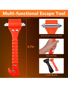Martillo Rompe Ventanas BFXM 2-en-1 con Cortador de Cinturón 2