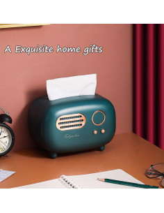 Caja de Tejido Retro HASPINH en Forma de Radio Verde 2