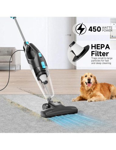 Aspiradora de varilla con cable Fenhua T18 450W 5 en 1 Azul