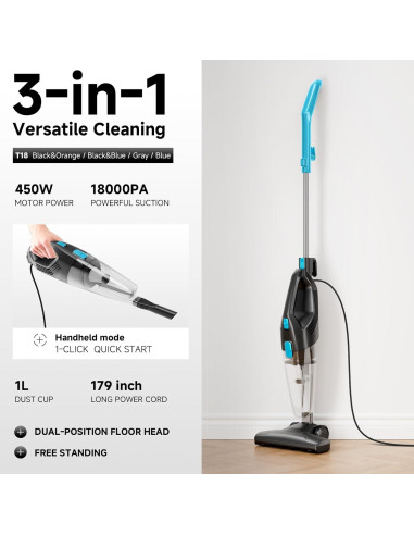 Aspiradora de varilla con cable Fenhua T18 450W 5 en 1 Azul