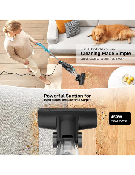 Aspiradora de varilla con cable Fenhua T18 450W 5 en 1 Azul