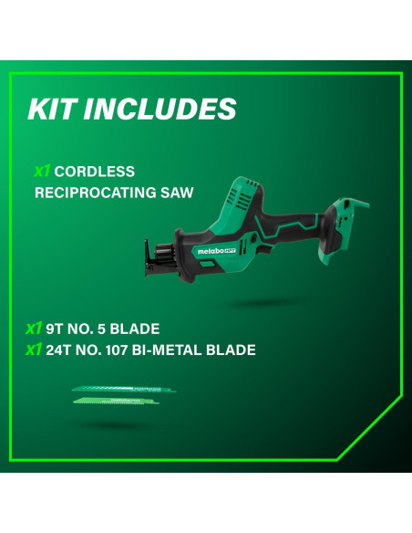 Sierra Recíproca Inalámbrica Metabo HPT 18V 3200 RPM Compacta