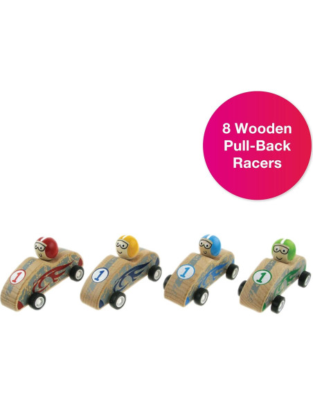 Juguete de Carreras de Autos de Madera Edushape - 8 Autos Rápidos