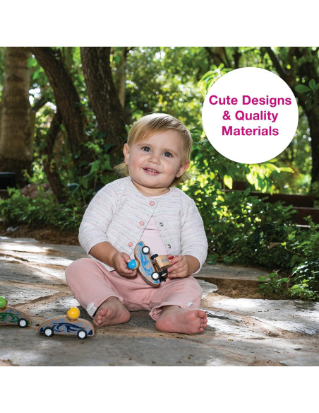 Juguete de Carreras de Autos de Madera Edushape - 8 Autos Rápidos