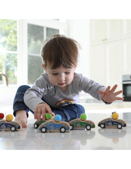 Juguete de Carreras de Autos de Madera Edushape - 8 Autos Rápidos
