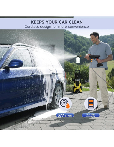 Hidrolavadora a Presión Inalámbrica Topteng 378 PSI Portátil