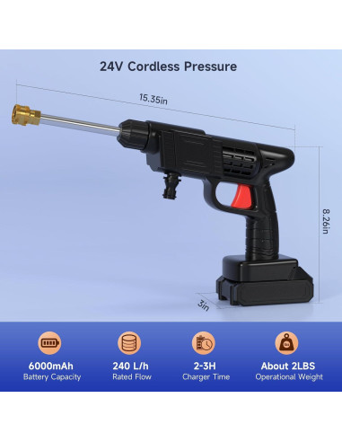 Hidrolavadora a Presión Inalámbrica Topteng 378 PSI Portátil