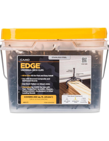 Clips Ocultos para Deck CAMO Edge 90 Unidades Acero Inoxidable