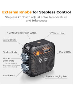 Luz de Video RGB K&F Concept Portátil LED 2000mAh 2500K-9900K 2