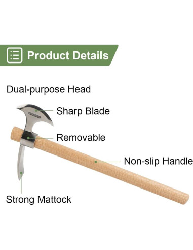 Pico de Jardín 2 en 1 AKBFOX Azada y Hacha Acero Inoxidable