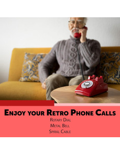 Teléfono Rotatorio Vintage Opis T60cab Rojo Clásico 1.1kg 2