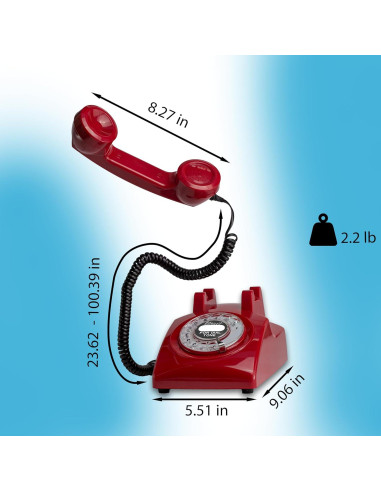 Teléfono Rotatorio Vintage Opis T60cab Rojo Clásico 1.1kg