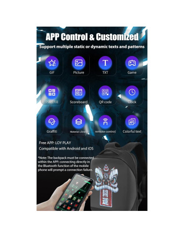 Mochila LED Impermeable MK-T3-UHD 23L para Laptop 16"