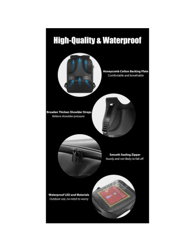 Mochila LED Impermeable MK-T3-UHD 23L para Laptop 16"