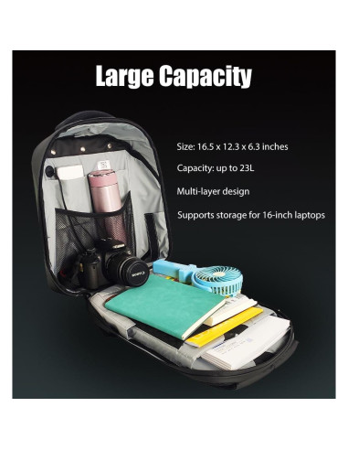 Mochila LED Impermeable MK-T3-UHD 23L para Laptop 16"