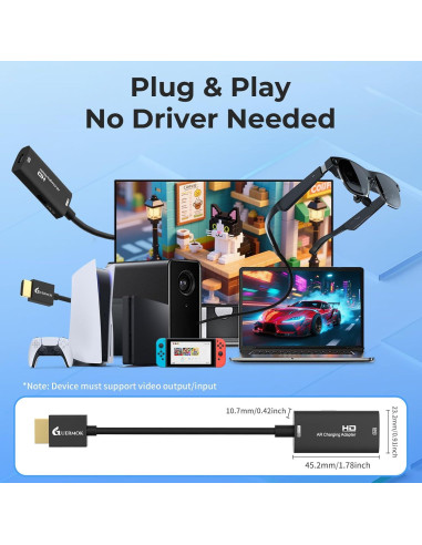 Adaptador HDMI a USB-C Guermok 4K 60Hz para Gafas AR