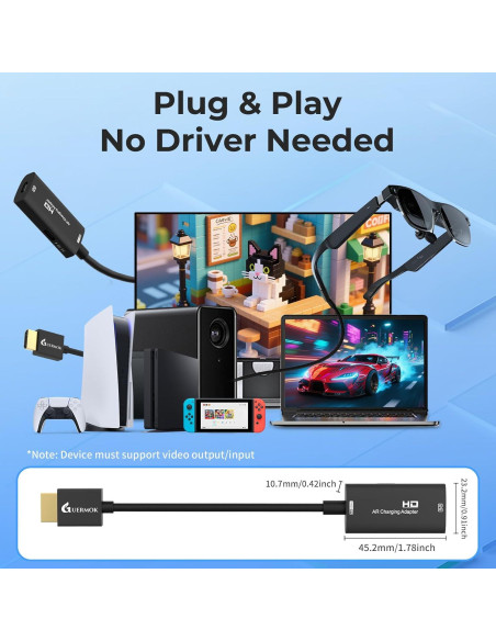 Adaptador HDMI a USB-C Guermok 4K 60Hz para Gafas AR Adaptador HDMI a USB-C Guermok 4K 60Hz para Gafas AR