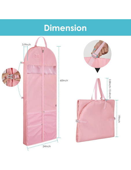 Bolsa de Ropa para Viaje EASYSO 152 cm Rosa con Ventanas