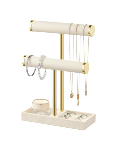 Soporte para Pulseras Bussdis 2 Niveles Terciopelo Beige