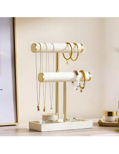 Soporte para Pulseras Bussdis 2 Niveles Terciopelo Beige 2