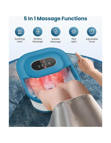 Masajeador de pies COMFIER con calor y burbujas, azul Masajeador de pies COMFIER con calor y burbujas, azul