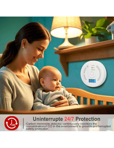 Detector de Monóxido de Carbono Aukzex WJ-CO605 con Pantalla LCD