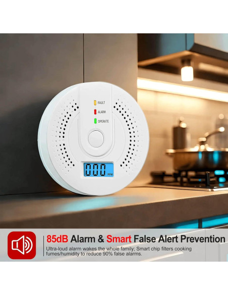 Detector de Monóxido de Carbono Aukzex WJ-CO605 con Pantalla LCD