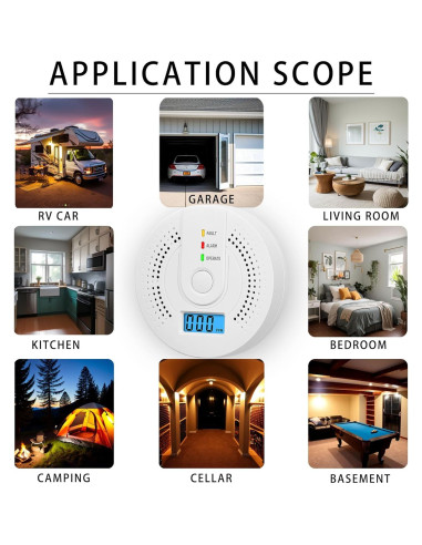 Detector de Monóxido de Carbono Aukzex WJ-CO605 con Pantalla LCD