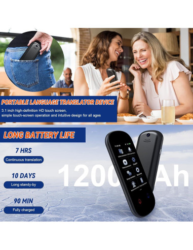 Traductor de Idiomas Portátil ITEFDTUTNE 139 Idiomas 3.1" HD