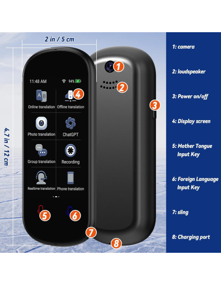 Traductor de Idiomas Portátil ITEFDTUTNE 139 Idiomas 3.1" HD