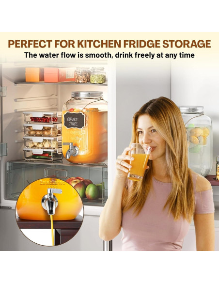 Dispensador de Bebidas de Vidrio 1 Galón Ofiray-home 2-Pack Dispensador de Bebidas de Vidrio 1 Galón Ofiray-home 2-Pack