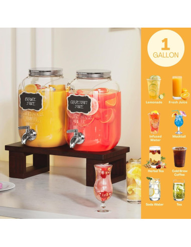 Dispensador de Bebidas de Vidrio 1 Galón Ofiray-home 2-Pack