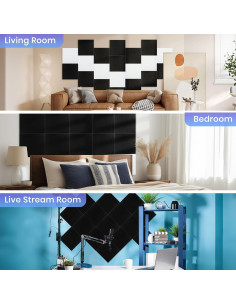 Paquete de 18 Paneles Acústicos Autoadhesivos Focusound 30.48x30.48cm 2