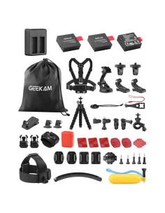 Paquete de Batería 1350mAh y Accesorios GEEKAM para Cámara de Acción